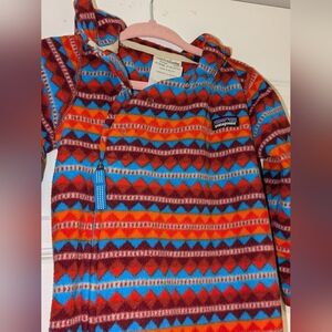 Patagonia fleece baby onesie with hood size 6-12 months